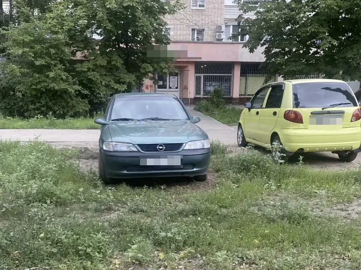 Зафиксирована парковка автомобилей на зеленых зонах